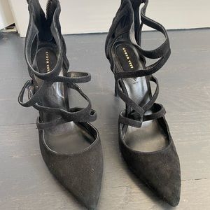Zara size 37 black suede brand new pointy toe heels